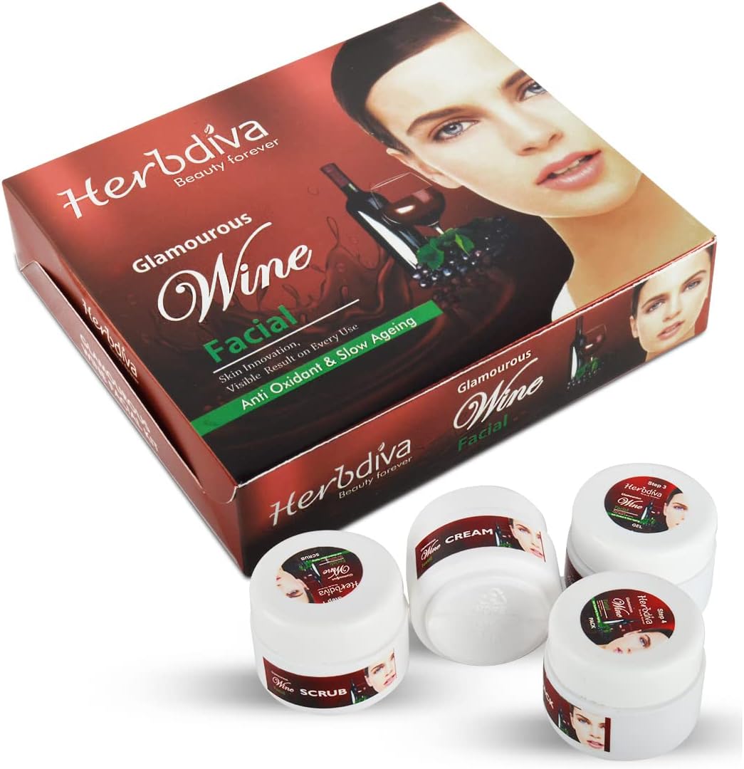 Wine Facial Kit 130 gm | Glamourous Beauty Forever | Skin Innovation, Anti Oxidant & Slow Ageing | Enriched With Red Grape extract & Patchouli Extract