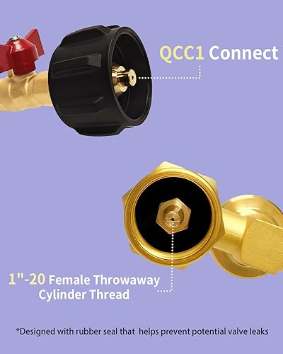Miniatura 2 de Adaptador de recarga de propano para tanques de 1 libra, adaptador de propano de latón de 90 grados con válvula y medidor, convertidor de 20 libras