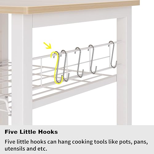 Miniatura 7 de SDHYL Barra de café, estante para panaderos de 35 pulgadas, soporte para microondas con 5 estantes de almacenamiento, ganchos colgantes, estantes de