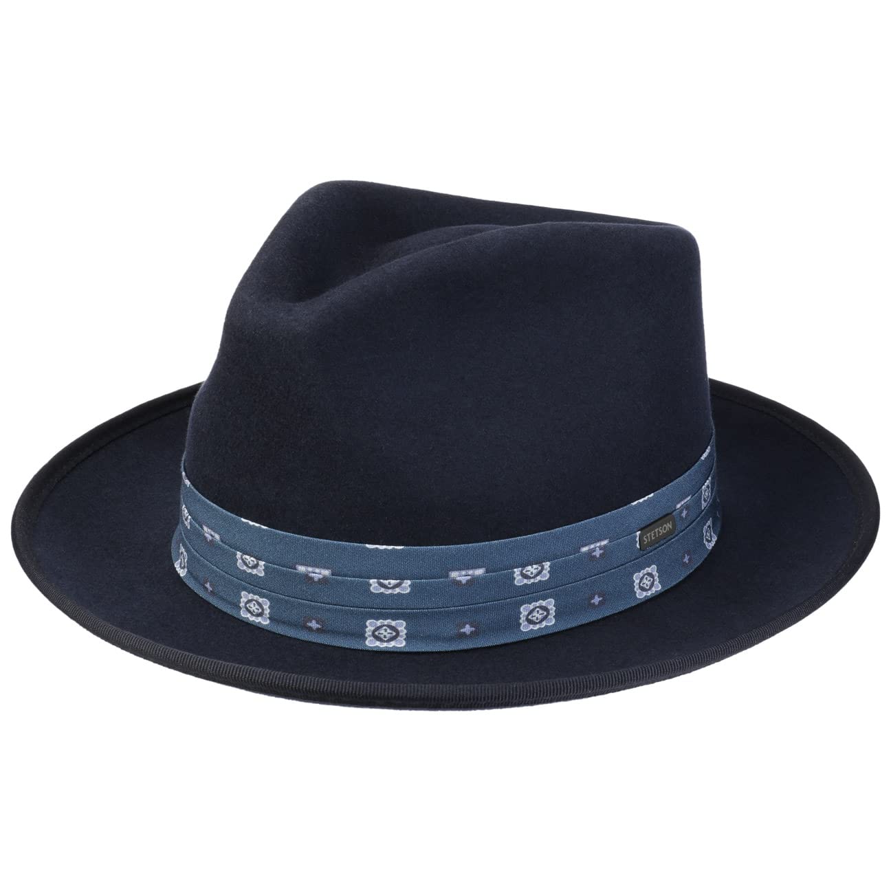Stetson Smithfield Fedora Classic Wool Felt Asahi Guard Water Repellent Packable Unisex Autumn Winter Navy