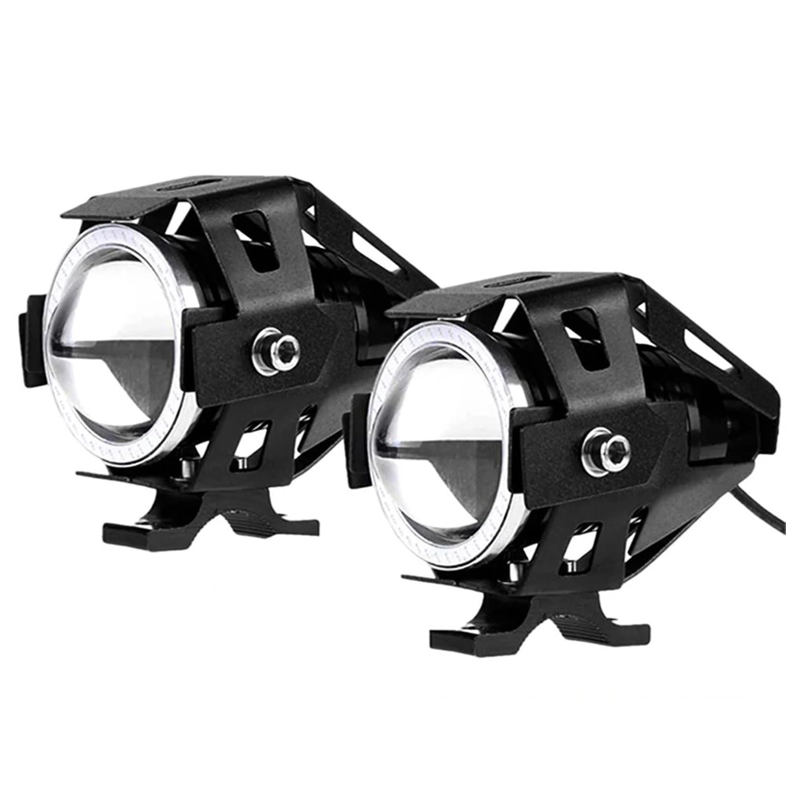 Fari fendinebbia a Led aggiuntivi for moto Faretti Lampeggiatore Faro ausiliario for lampada moto elettrica U7 Moto Angel Eyes Lens (Color : 2pcs Green)