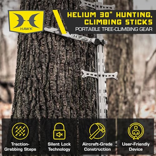 Image of Hawk Traction Climbing Stick, 20 Foot Tree Climbing Hunting Gear with Double Traction Grip, Hunting Accessories for Tree Stands, Deer Stands, & Blinds