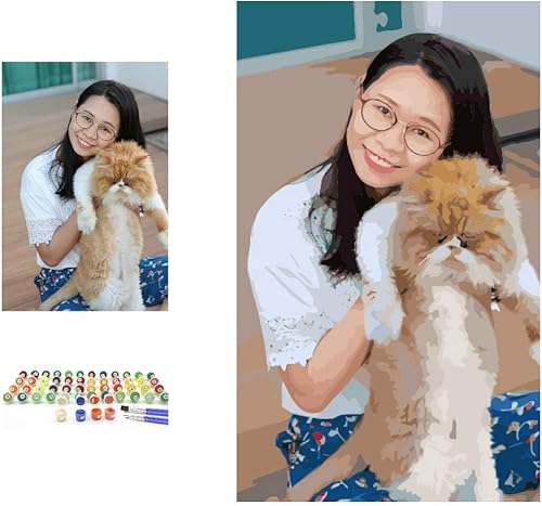 GVS-ART Pintura personalizada por números con marco para adultos, lienzo enmarcado y estirado, pintura acrílica personalizada, lienzo personalizado,