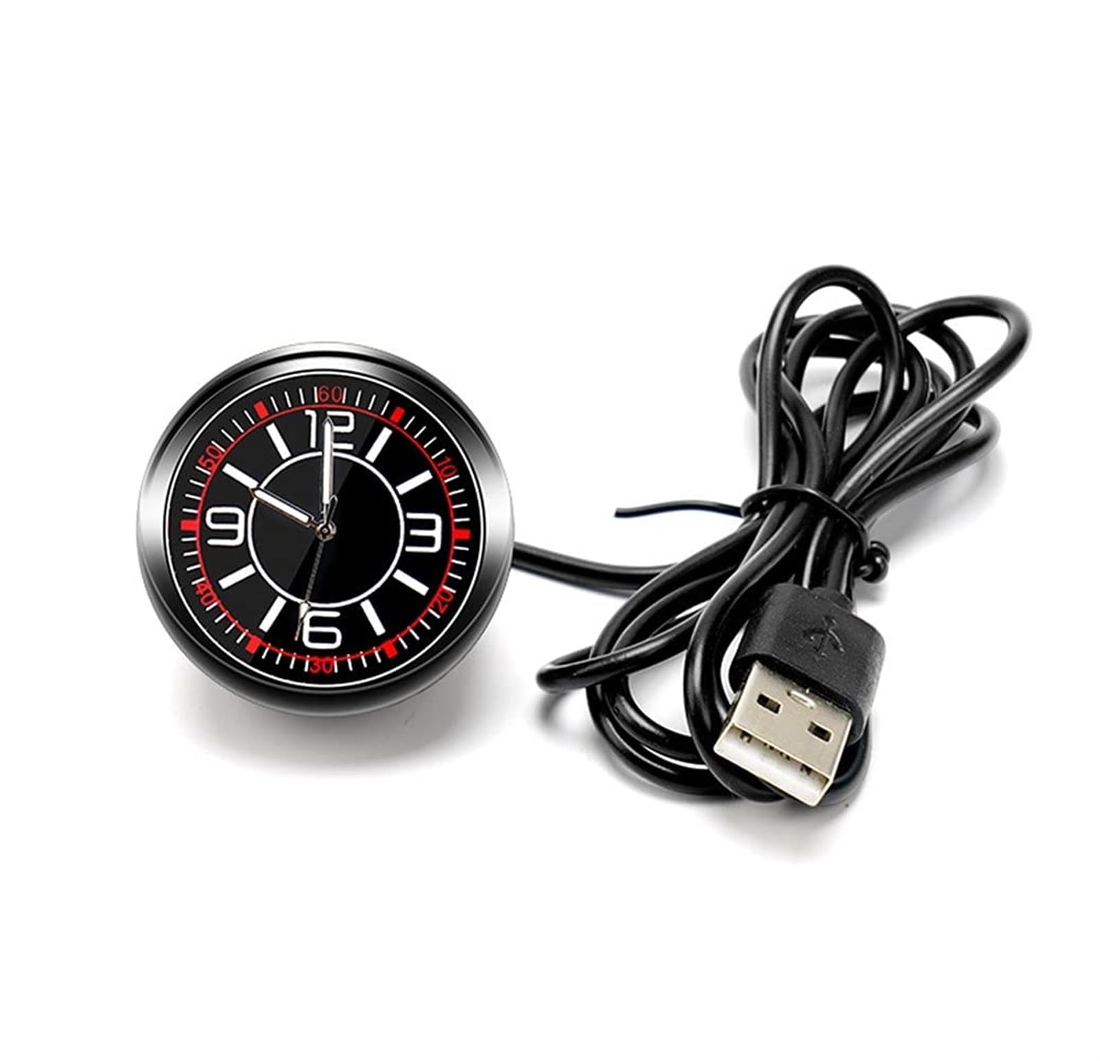THE WHITE SHOP Mini Car Quartz Clock, Car Dashboard Clock Luminous Dial Quartz Clcok Universal Pocket Mini Stick-On Clock Cars Watch Interior Accessories (Size : USB plug)