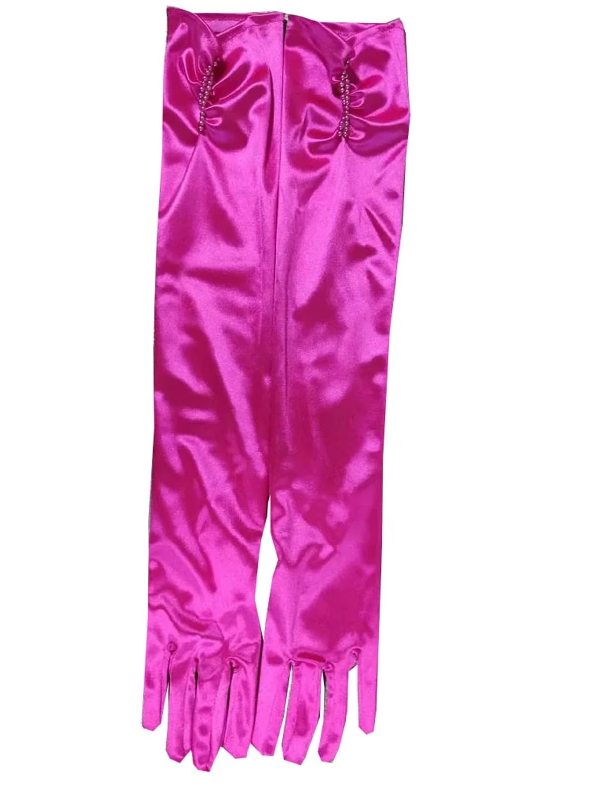 Lange Satinhandschuhe 2 Paar Satin Lange Bühnen-Performance mehrfarbige Damen-Handschuhe Zubehör weich glatt solide hohe Dehnbarkeit FüR KostüM, Oper(Rose red)