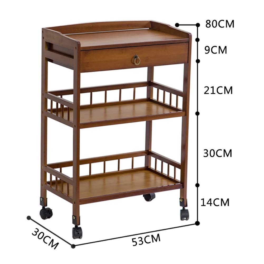 Ruchome Trolleys Stojak Do Przechowywania Wózek Wózek Medyczny Narzędzie 3 -Poziomowy Wózek Kuchenny Z Szufladą, Trwały Sprzęt Medyczny Wózek Narzędziowy Z Uniwersalnym Kołem Hamulcowym/Brown
