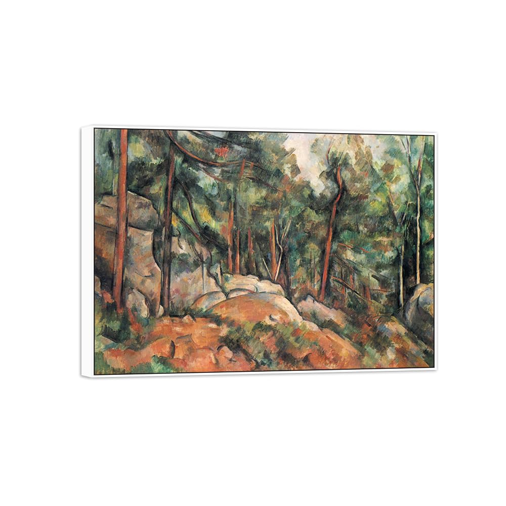 SDYSKKUG Canvas Wall Art Picture Decor Forest by Paul Cezanne 115x80cm White Frame