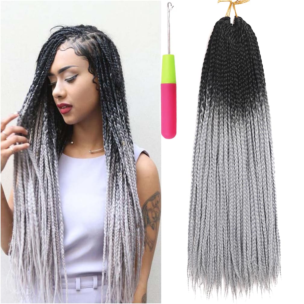 Box Braids Crochet Hair 24 Inch Prelooped Crochet Hair Extensions Hand Made 3 Packs Crothet Braids Hair for Women Braiding Hair Extensions 22 Strands/