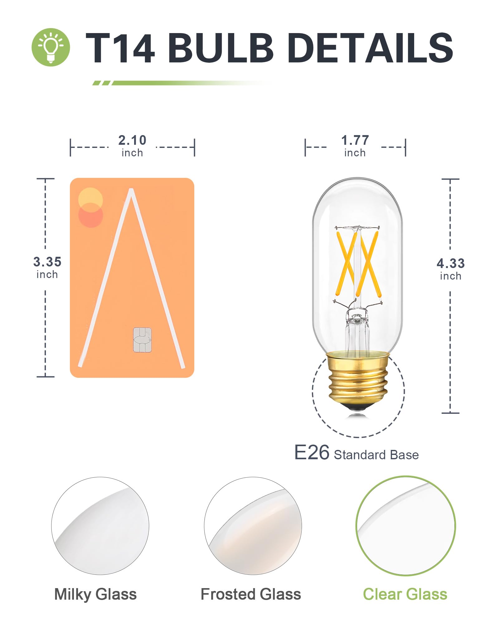 T45 E26 LED Bulb Dimmable 40W Equivalent E26 Bulb 4 Watt Warm White 2700K E26 Edison Bulb AC120V — view 2