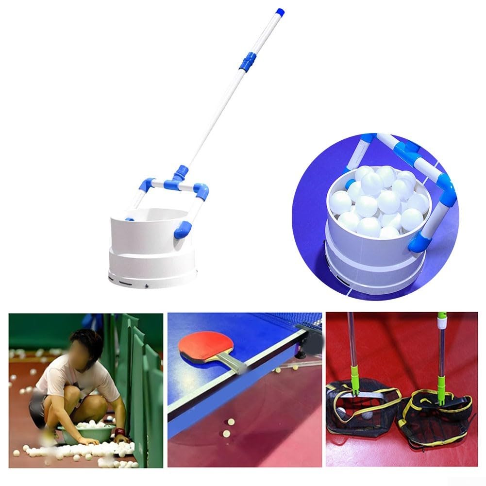 Zoegneer Raccoglitore portatile per palline da ping pong in plastica con manico staccabile per una facile conservazione e raccolta di aree strette, può contenere 40 o 80 palline (può contenere 80
