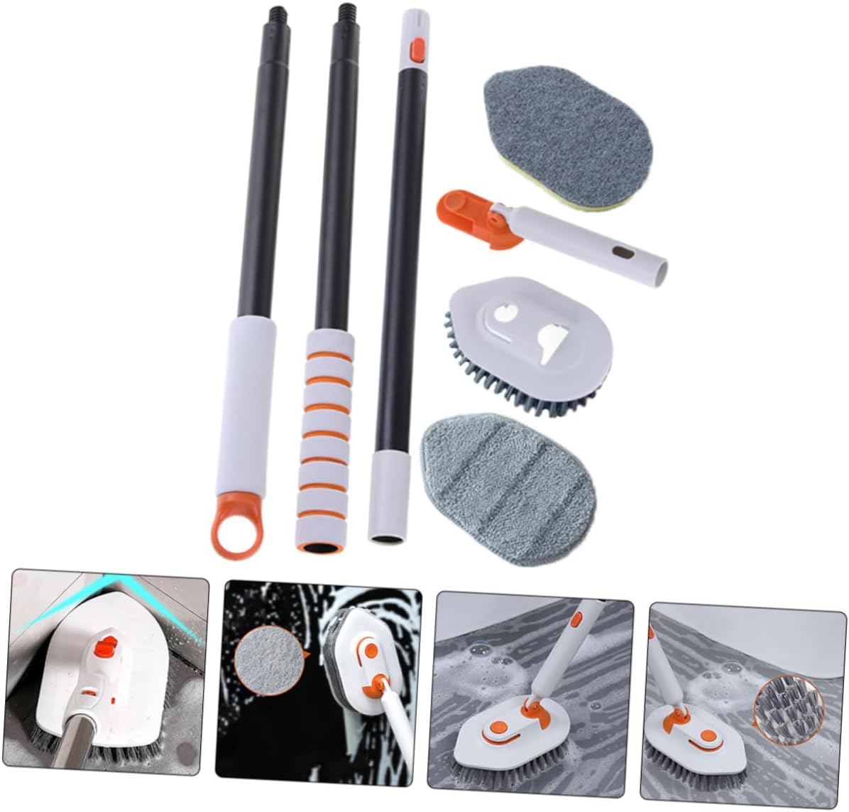 Multipurpose Floor Seam Brush for Cleaning Bathroom Tub Tile Scrubber Brush Extendable Handle