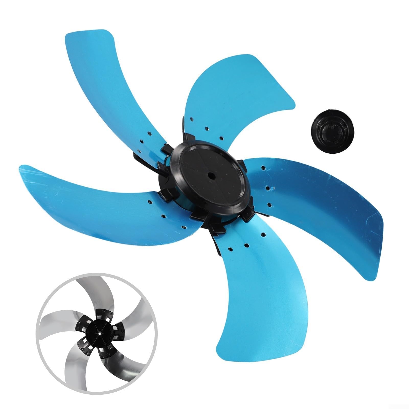 Aspas de Ventilador de plástico de Repuesto, Piezas de Repuesto Aluminio 5 Cuchillas for Ventiladores Mesa Derechos con Base Cubierta Tuerca 16 Pulgadas