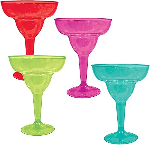Miniatura 3 de Colores surtidos de Fiesta Cinco De Mayo vajilla divertida, vasos de margarita de plástico 8 oz, 20 unidades