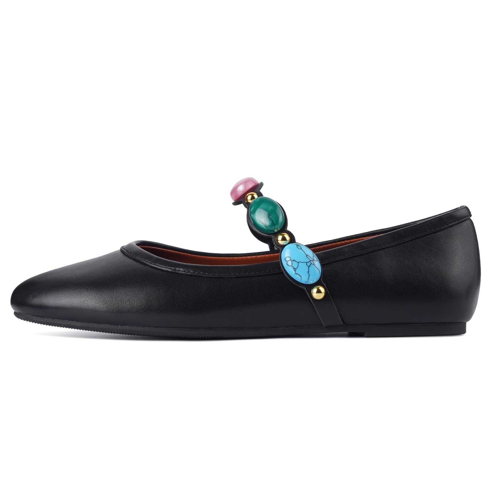 Gothictor Women's Mesh Ballet Flats Round Toe Leopard Mary Jane Shoes Women