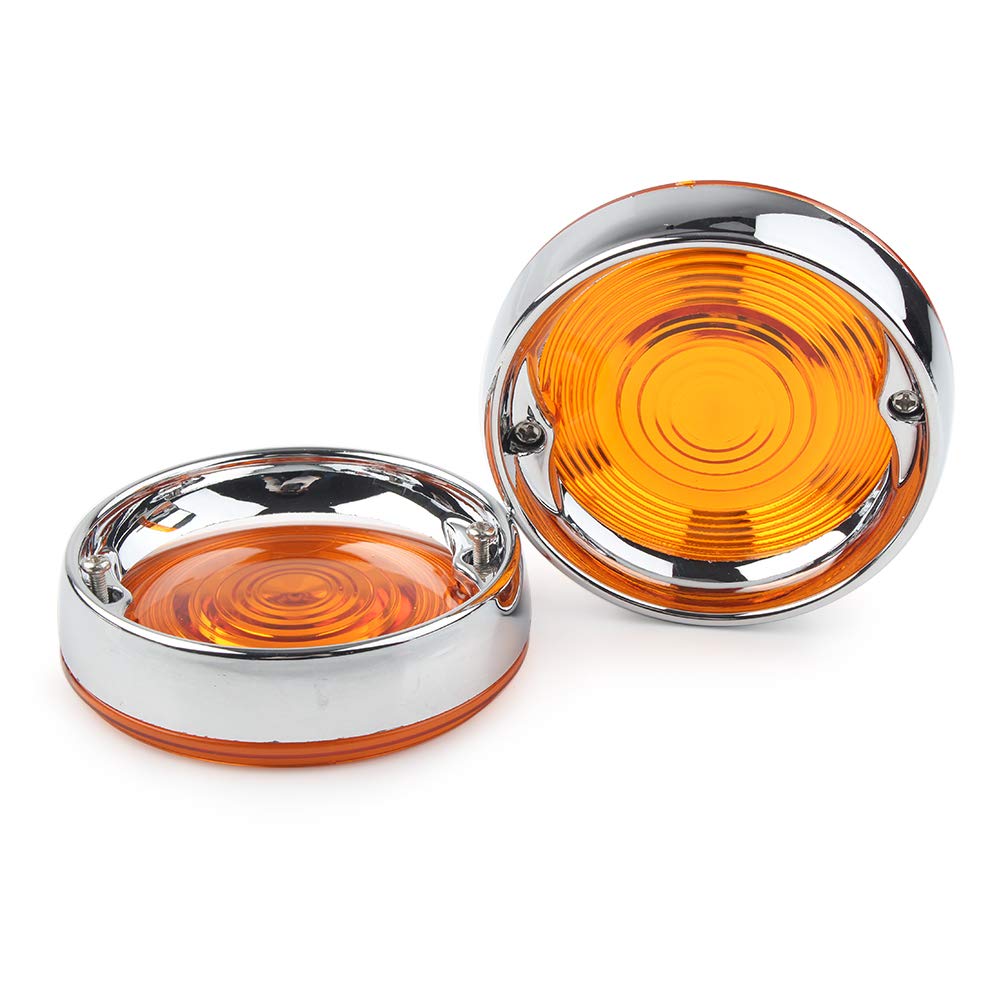 Bacar Motorbike Indicator Blinker Lamp Cover Guard with Trim Rings for Harley Davidson 3-1/4
