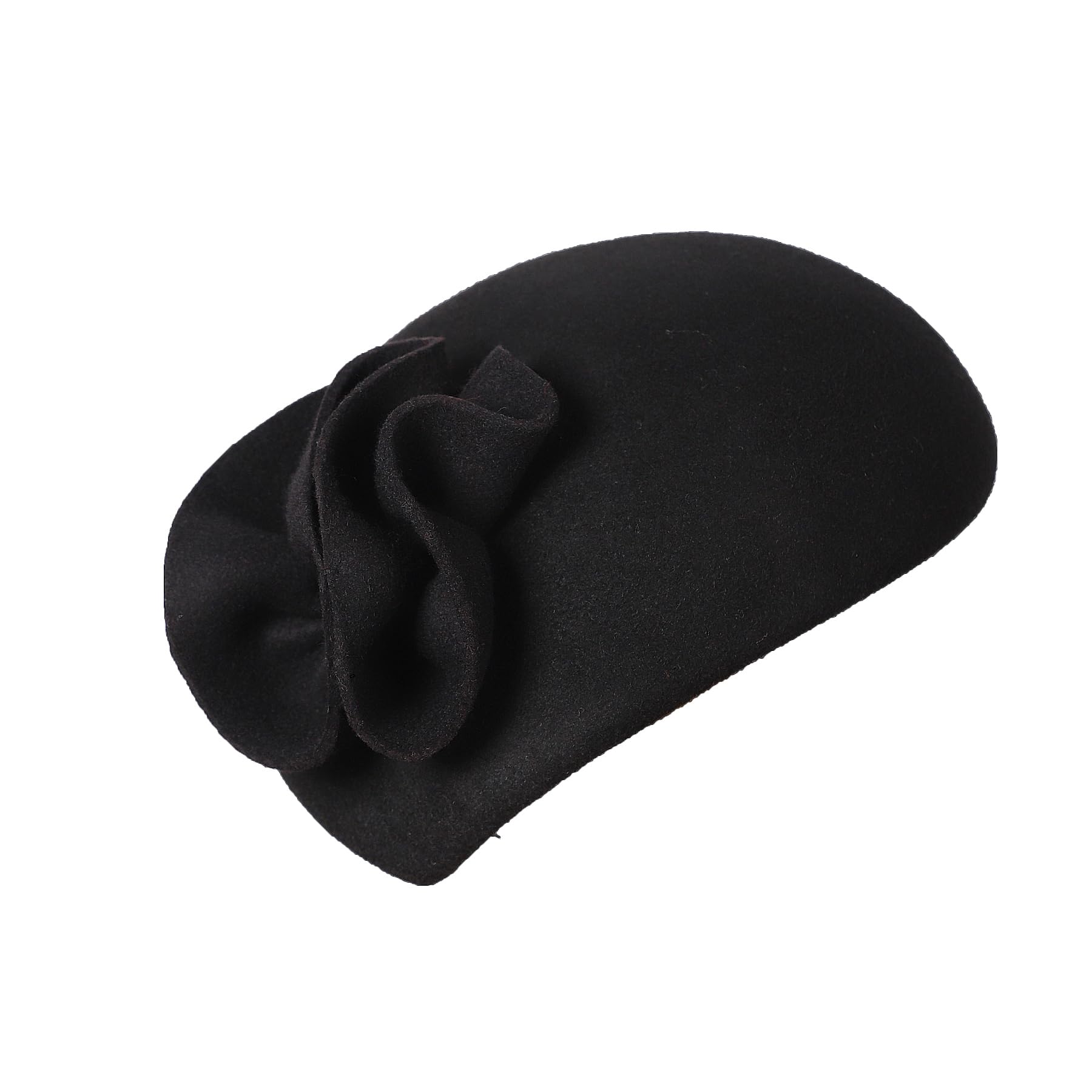 Vintage Women's Fascinators Wool Felt Pillbox Hat Ladies Hats for Church Derby Party Wedding Teardrop Hat Flower Fedoras, Black 3, L