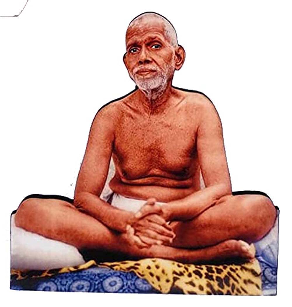 Vils Tiruvannamalai Bhagavan Sri Ramana Maharshi Divine Holy Blessing Wood & Plastic Photo Frame Cutout for Pooja/Gift (5.5 X 6 inch)- Multicolor