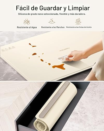 Miniatura 5 de Bandeja de calentamiento eléctrica, calefacción de superficie completa, enrollable y portátil, nanomaterial de silicona de alta calidad, 3 ajustes