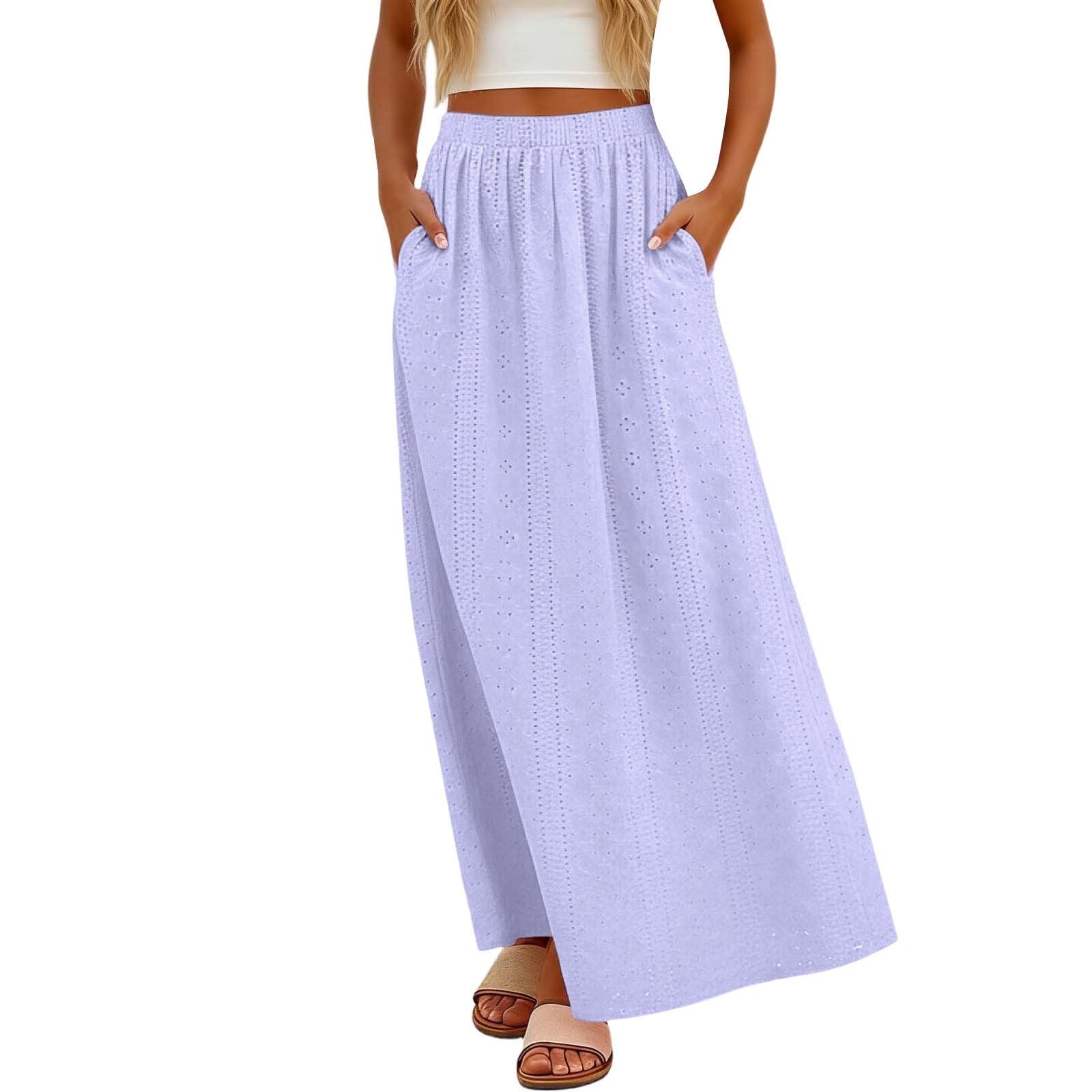 Falda midi elegante para mujer, lisa, casual, acampanada, transpirable, ligera, para uso diario