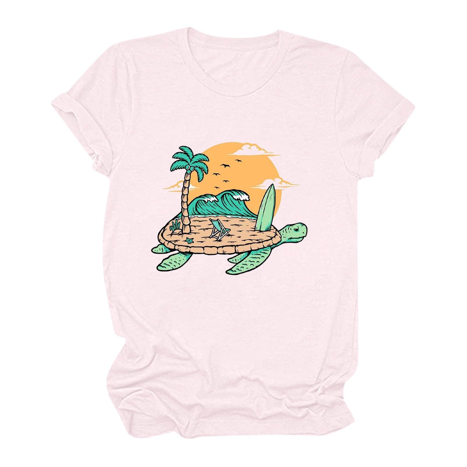 Summer Tops for Women UK Clearance Prime Plus Size Short Sleeve Tops Women's Tee Shirts Elegant Office Round Neck Tunic Tops Fashion Pattern Cute Tops Blouse Shirts S-XXXL