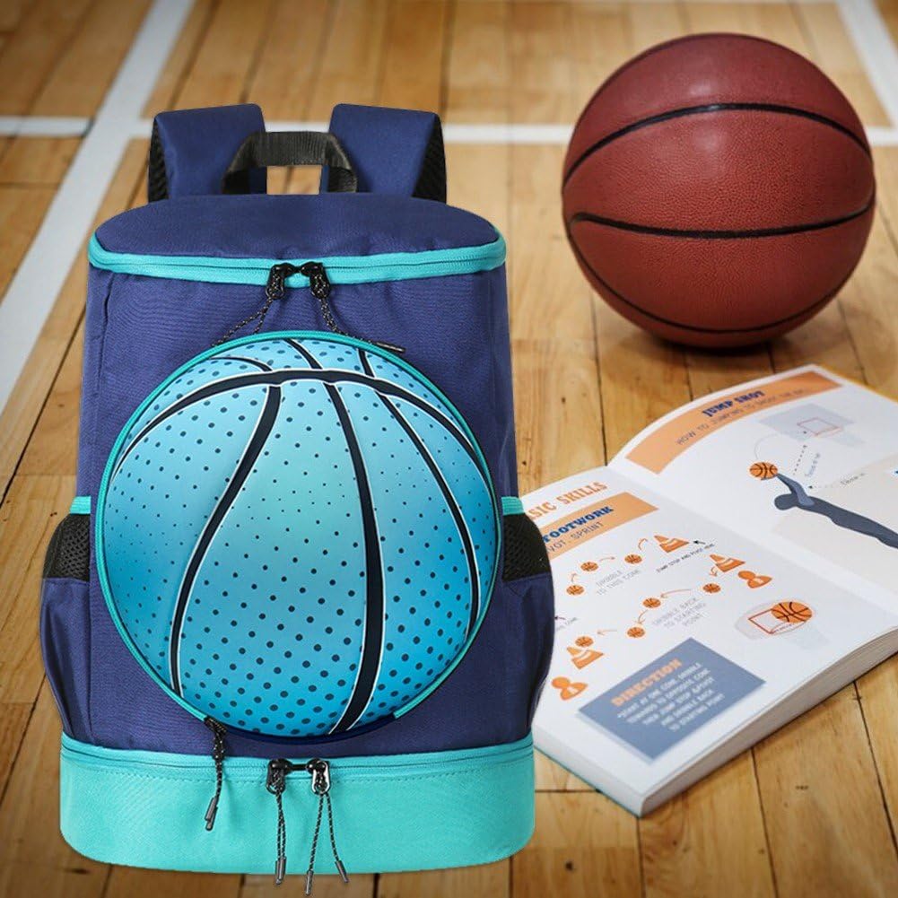Sac à Dos de Basket-Ball pour Enfants, Grand Sac de Sport avec Compartiment pour Ballon et Chaussures, idéal pour Le Basket-Ball, Le Football, Le Volley-Ball, la Natation