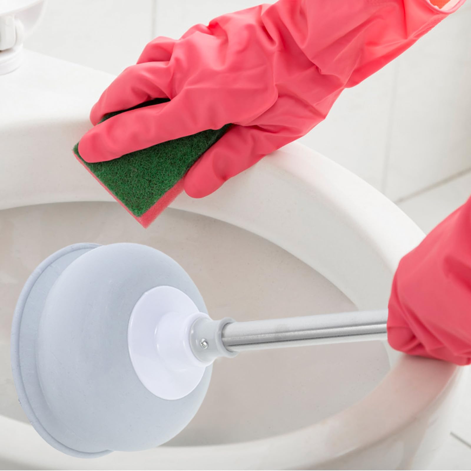 Toilettenpömpel 2 Stück mit Langem Griff Robuster Abflussreiniger für Bad Küche und Öffentliche Orte zur Effektiven Verstopfungsbeseitigung