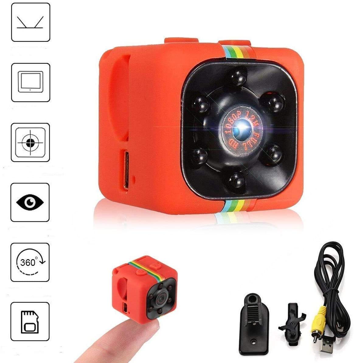 FlyKasi SQ11 HD Camcorder HD Night Vision Mini Camera 1080P Mini DV Camera (RED)