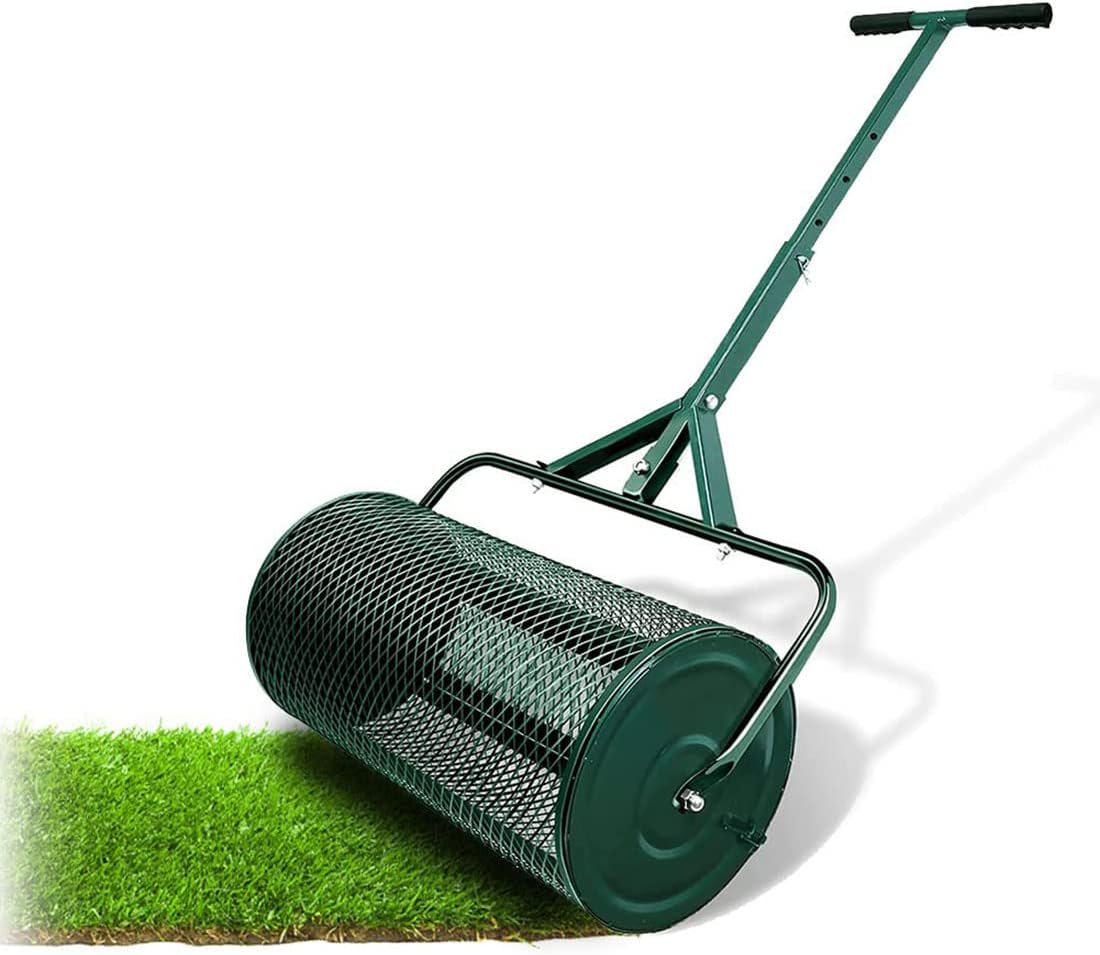 Compost Spreader, 24" Fertilizer Compost Spreader with Adjustable Long Handle, Peat Moss Spreader for Planting Seeding, Lawn, Garden Care, Durable Lightweight