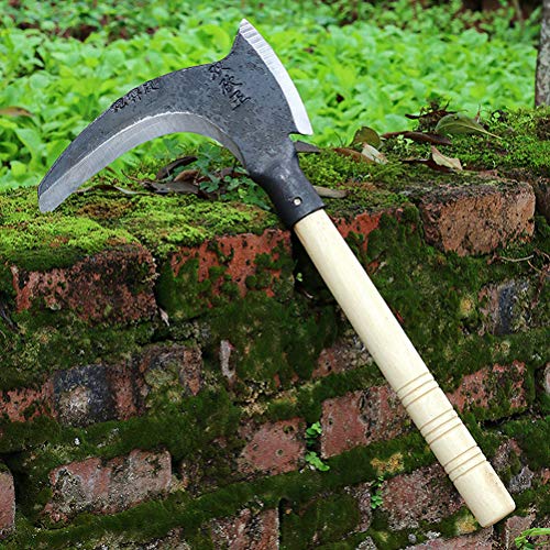 Foice de jardinagem agrícola de aço de dupla utilização Cabo de madeira Machado Gancho de colheita a