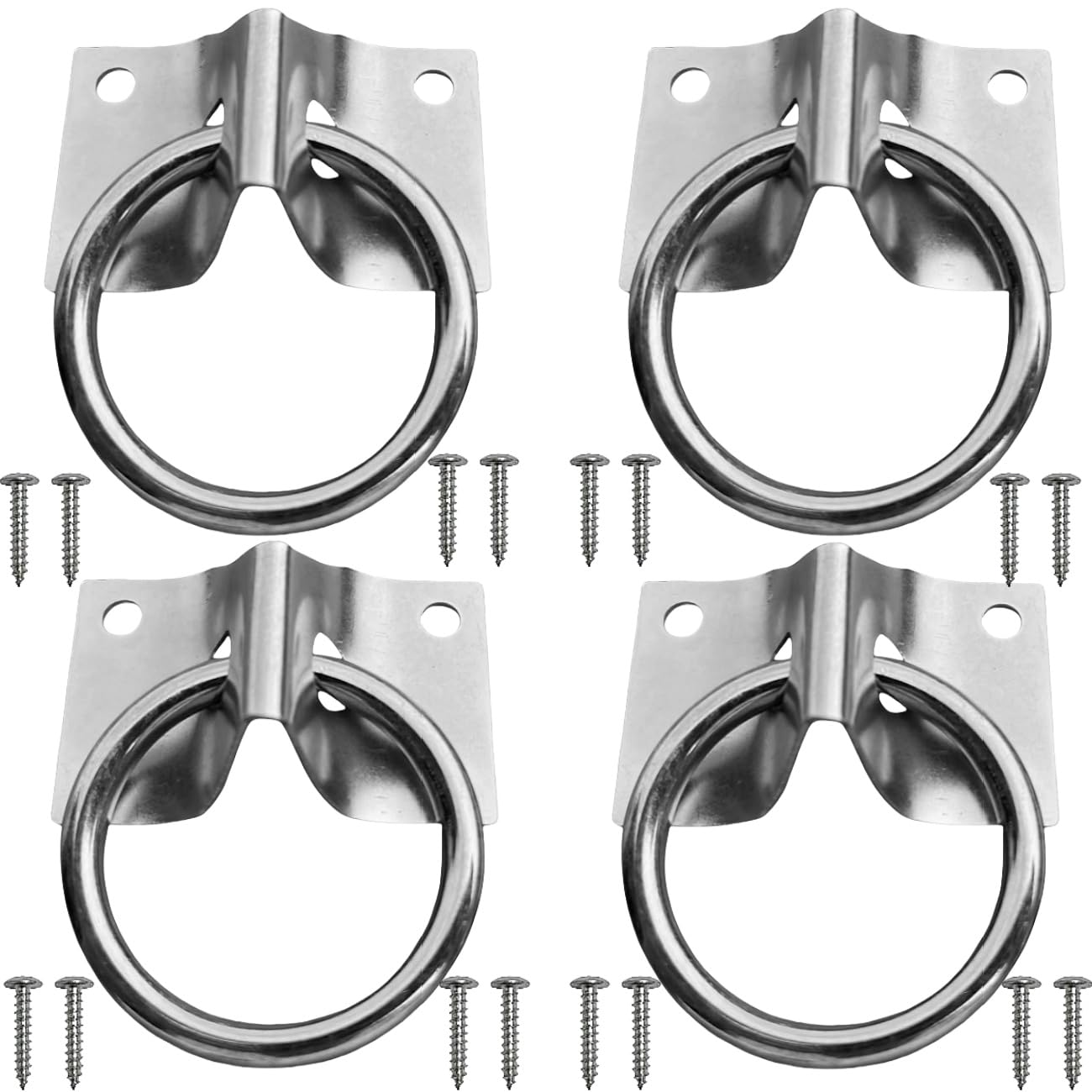 FKUMLUN 4PCS Cross Tie Ring for Horse, Zinc Plated Wall Mount Horse Tie Ring 2 inch Tie Ring Plate, with Screws
