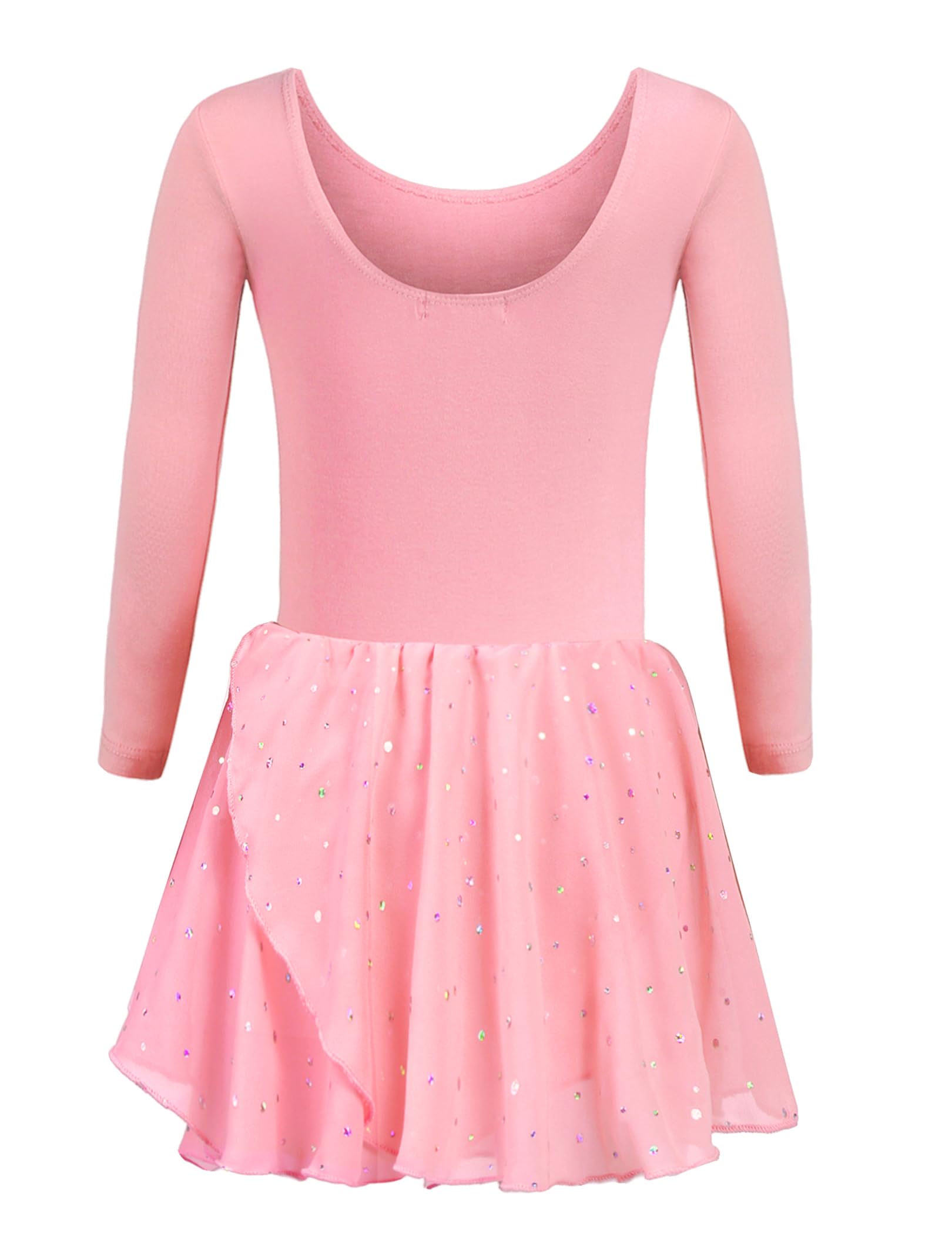 trudge Girls Ballet Clothes Ballet Dress Girls Long Sleeve Cotton Ballet Leotard Ballet Suit Dance Dress Dance Body with Tutu Skirt B Pink/ 120