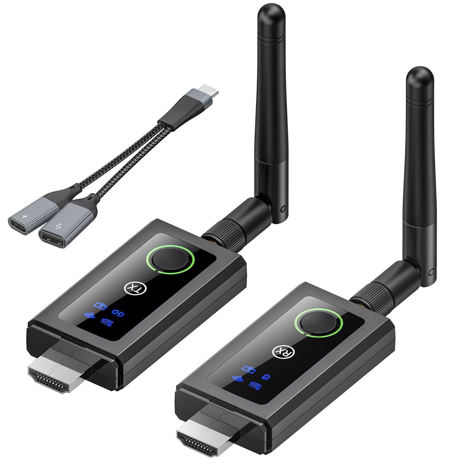 Bezprzewodowy nadajnik i odbiornik HDMI 200 m/656FT, dekodowanie 5G/4K, bezprzewodowy przedłużacz HDMI, zestaw do strumieniowego przesyłania wideo z komputera/laptopa do monitora/HDTV