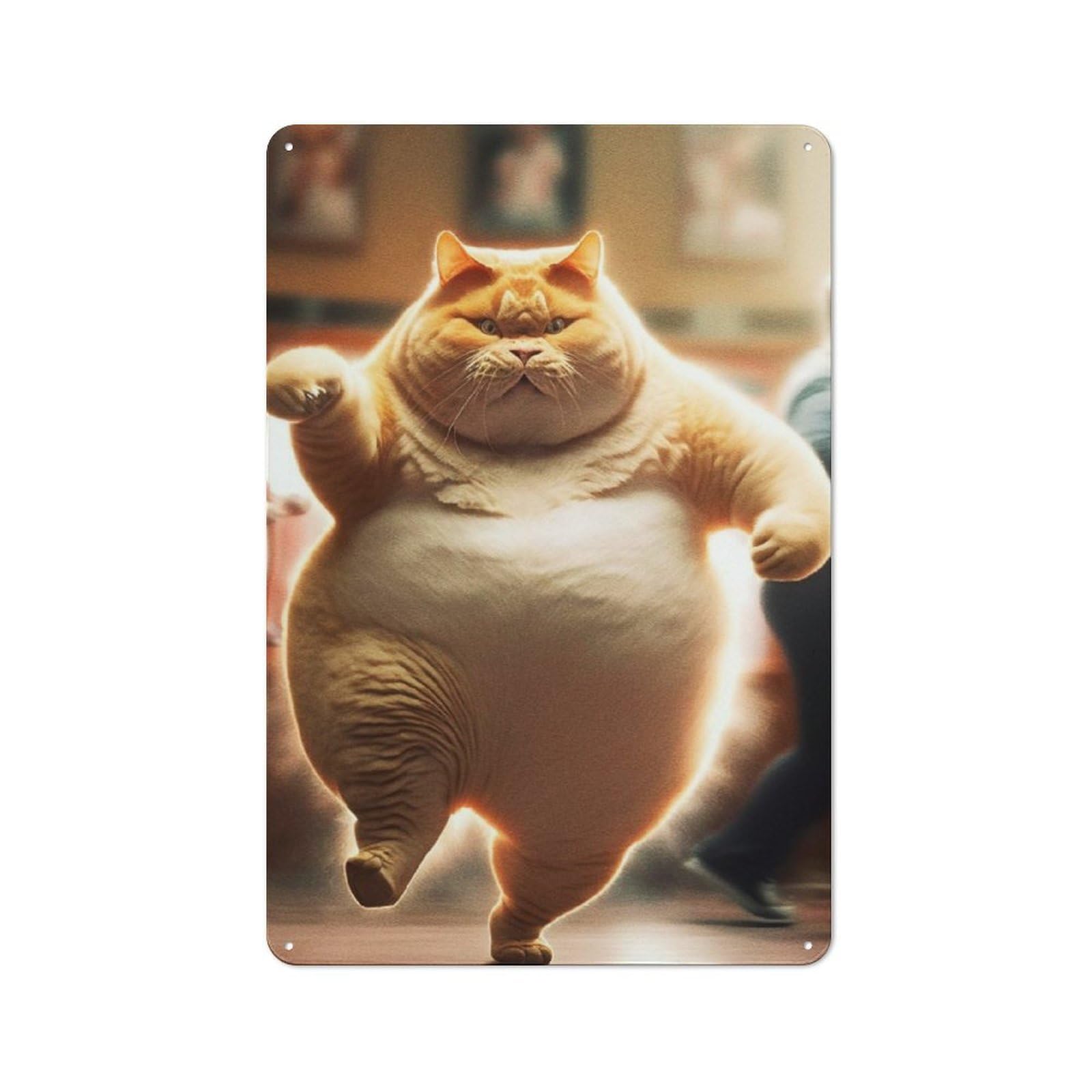 Junmoney Fat Cat Doing Zomba Rustic Metal Sign 30X20cm For Hallway Wall, For Collectors Of Rustic Metal Wall Decor