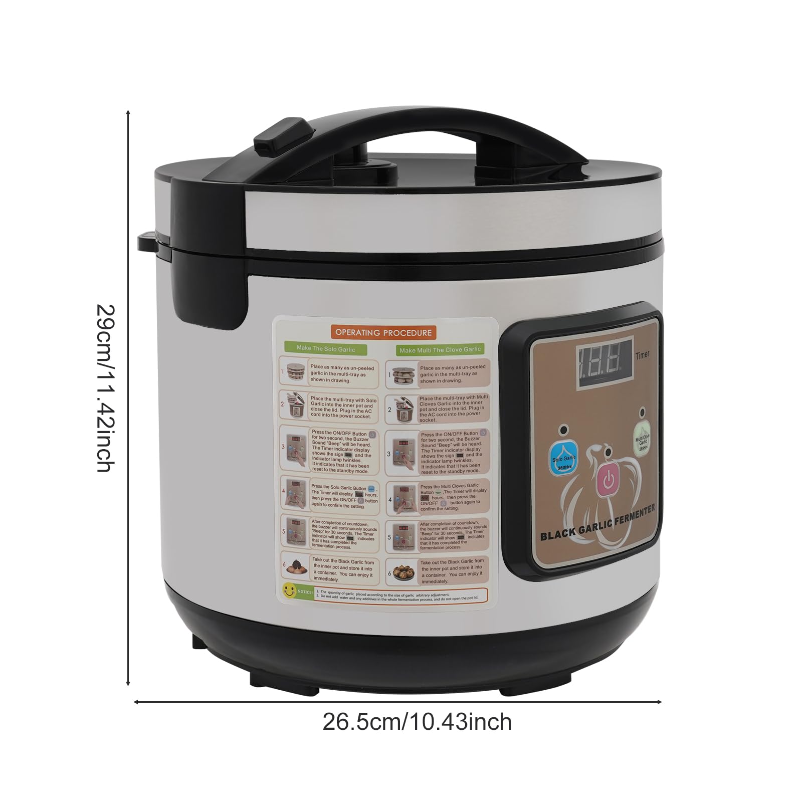 5L Schwarzer Knoblauchfermenter, 90W Automatischer Fermenter FüR Schwarzen Knoblauch Intelligenter Knoblauchfermenter Mit 3-Stufiges Knoblauchgestell FüR Joghurt, SüßEm Reiswein, Natto (Silber)