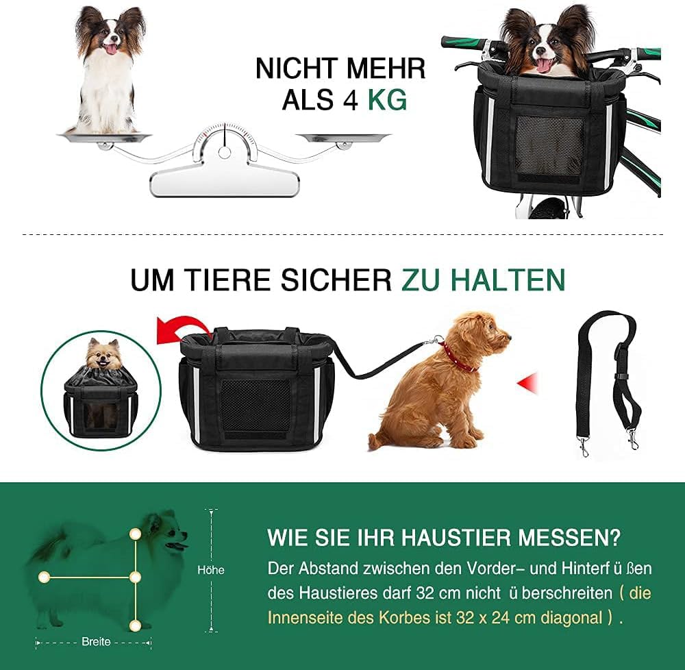 ANZOME Cesta de bicicleta delantera para perro desmontable para bicicleta de montaña para mujer, cesta para perros con cinturón de seguridad
