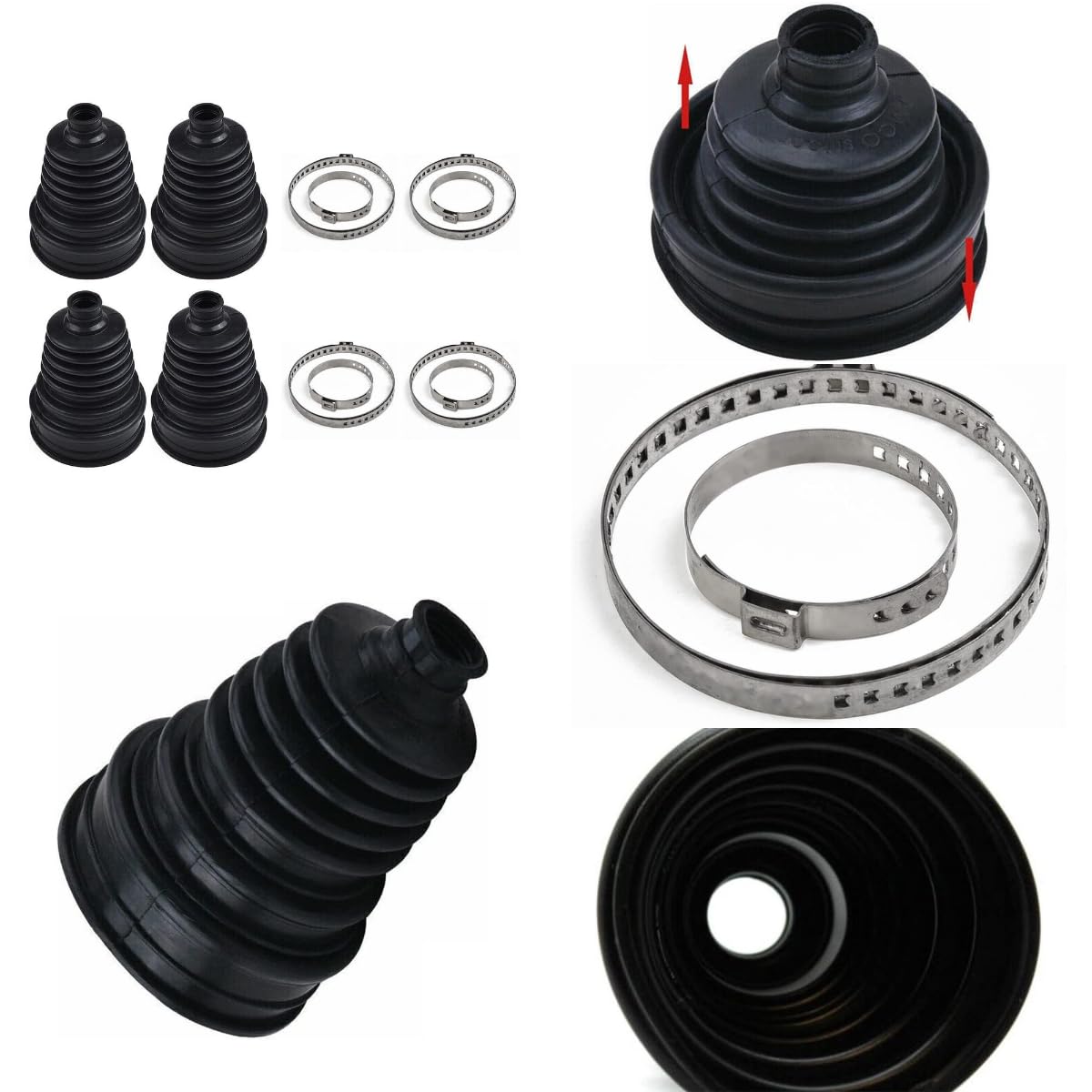 Jeu de joints-soufflets Lot de 4 soufflets protection universels en silicone pour joints homocinétiques à vitesse constante, pour arbres transmission, noirs et très élastiques Soufflet De Cardan