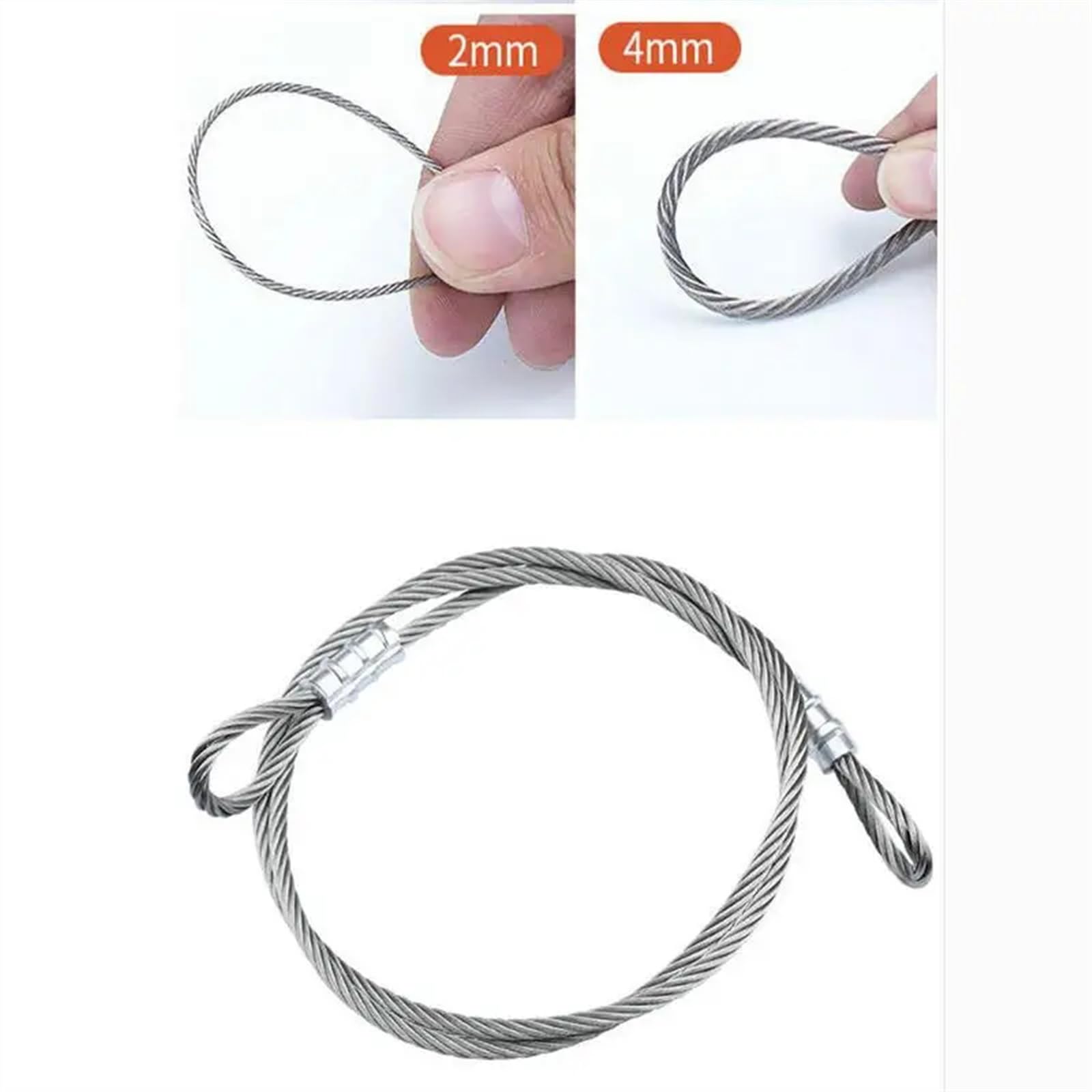 Cavo Acciaio,Filo Acciaio Lunghezza 1M, 2M, 3.0M, 4M, 5M del Cavo Metallico dell'Acciaio Inossidabile del Diametro 1.5-5MM(2Meters,8mm Diameter Wire)