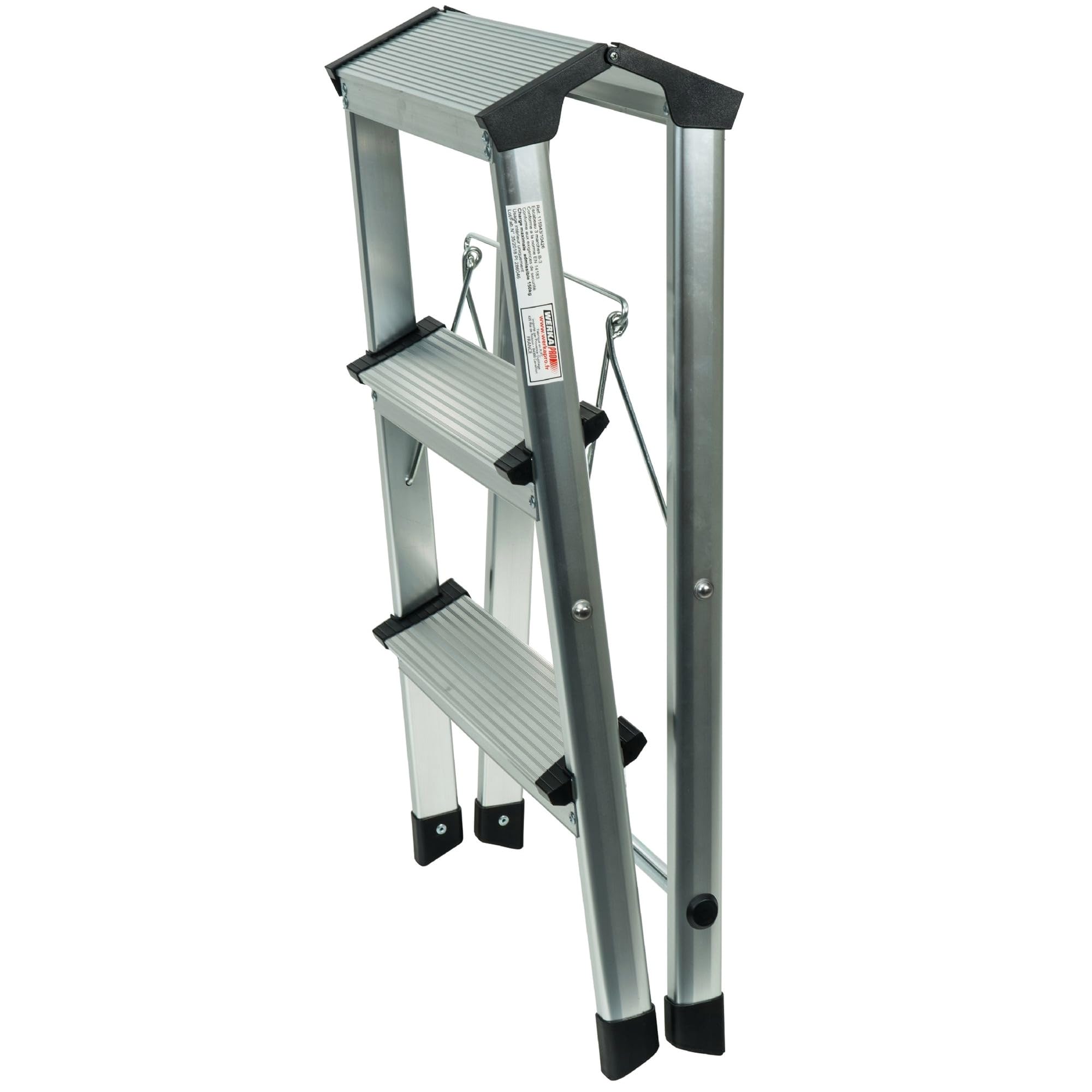 Escalera plegable de aluminio de 3 peldaños WERKA PRO