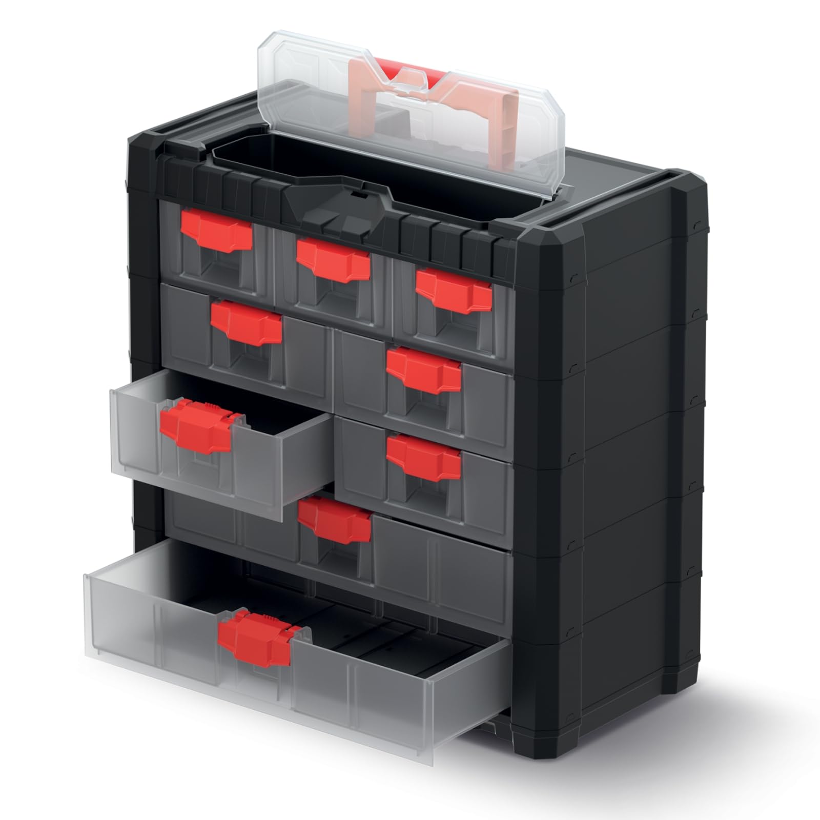 Parts Storage Organiser with Drawers Portable Plastic Compartment Cabinet Screws Carry Case Tool Box With Handle & Drawers (Style 4)