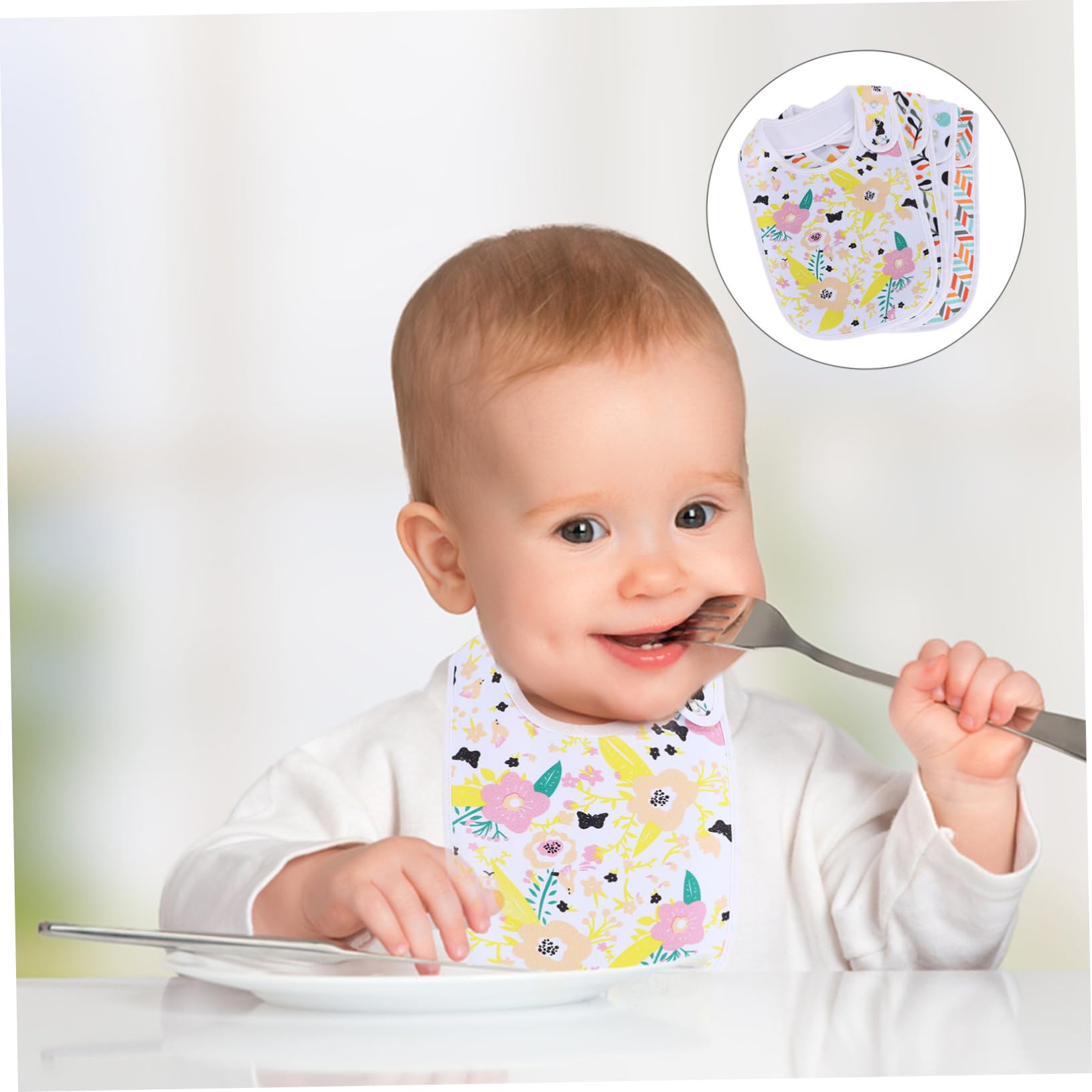 ifundom 8piezas Baberos Infantiles De Algodón De Toallas Absorbentes Para Bebés Ajustables y Suaves Para Recién Nacidos y Niño Niña Pequeños