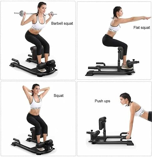 Miniatura 9 de Iron Bar Máquina de sentadillas multifunción 8 en 1, sentadillas profundas, entrenamiento abdominal, gimnasio en casa con 2 asas de resistencia,