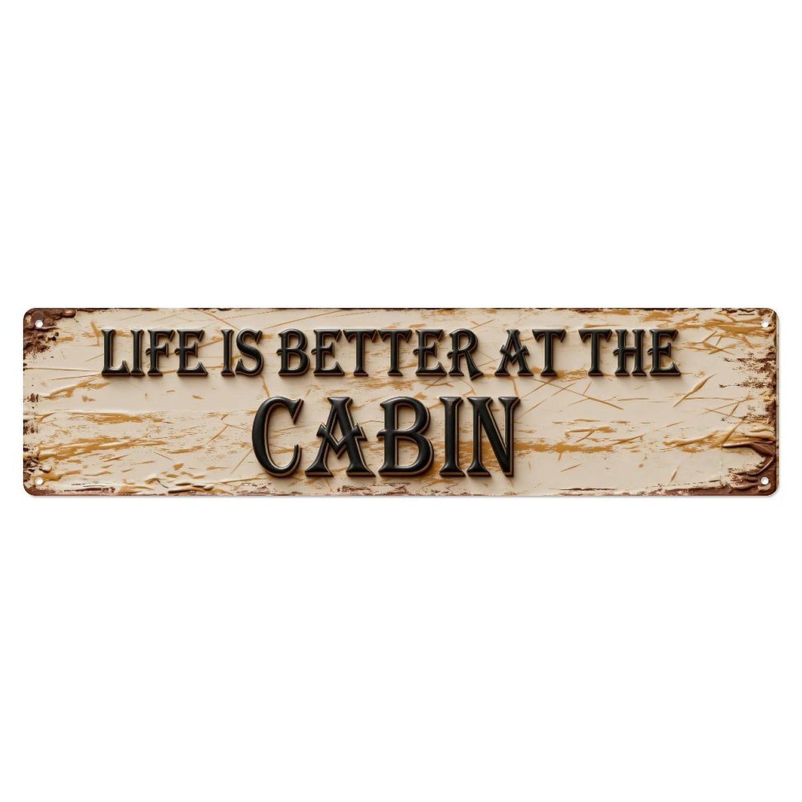 Iageret Vintage Life Is Better At The Cabin Metal Tin Sign Retro Wall Decor, Bar Garage Cafe Kitchen Home Wall Art Poster Decoration 4X16inches