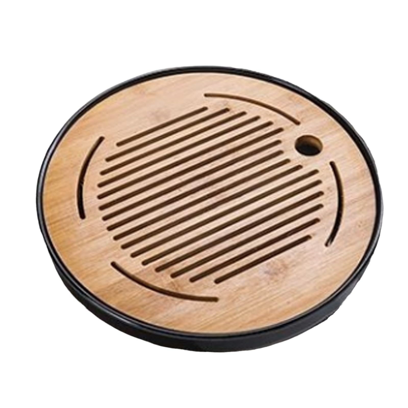 Bandeja de té de bambú portátil, bandeja redonda de té Kung Fu para una fácil limpieza y mantenimiento, perfecta para uso doméstico y tienda de té (tamaño grande)