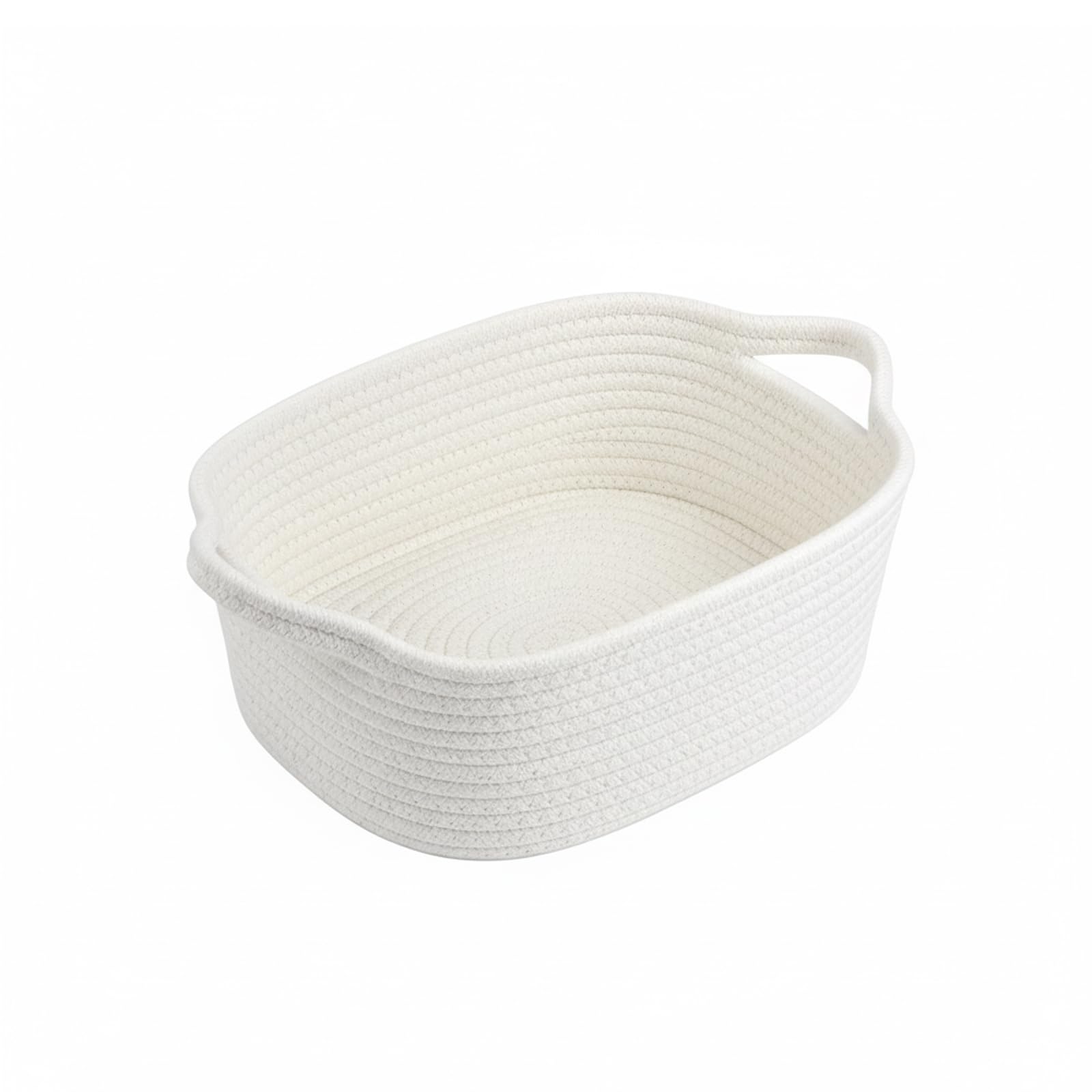 Woven Basket – Small Woven Storage Basket With Handle, Gift Basket Empty, Small Baskets for Gifts, Cotton Rope Basket for Dog Toy, Towel, Easter Egg, Home Organisation, Nursery, Bathroom, Bedroom