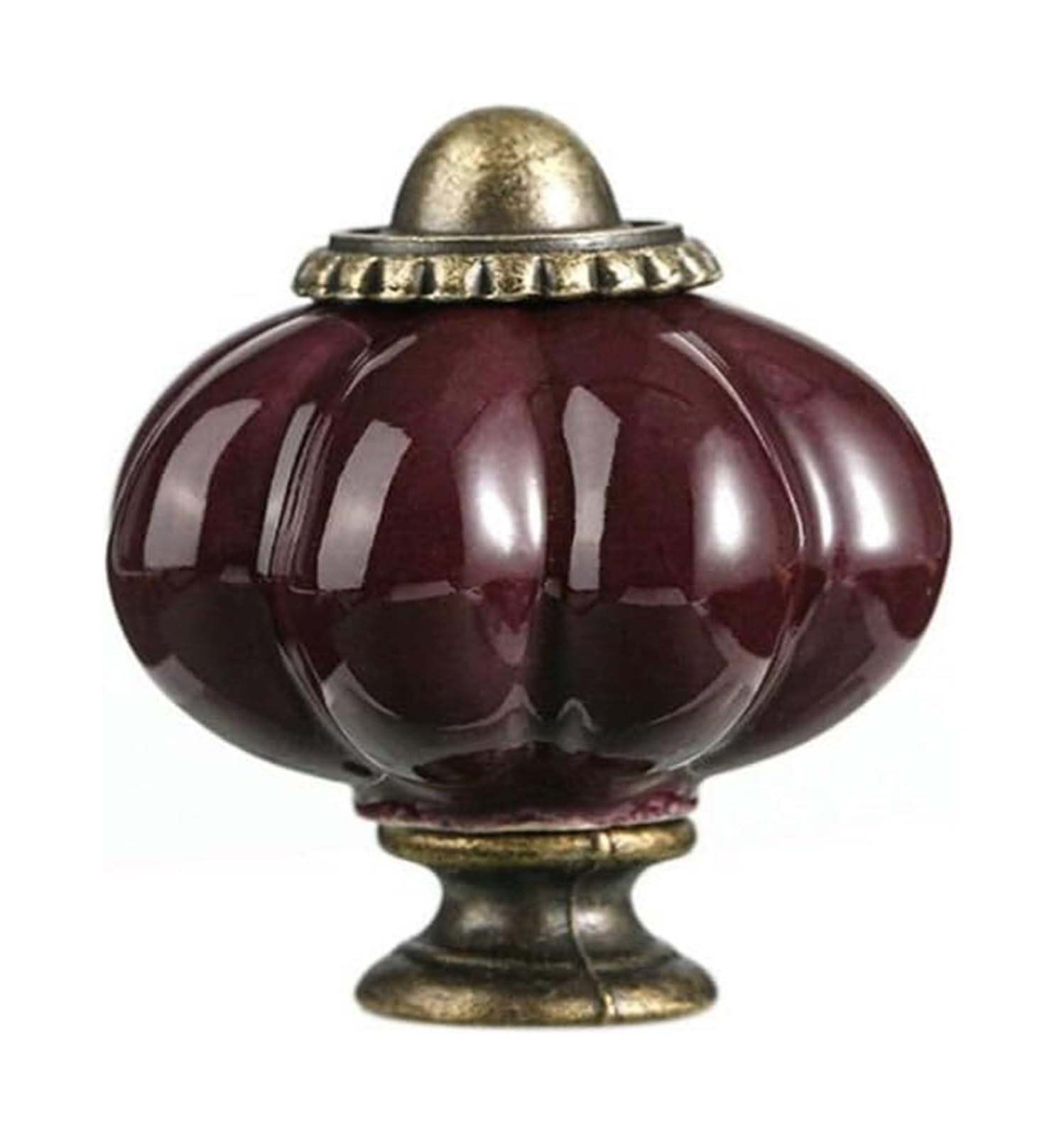 Opeximatun Style15 Drawer Knobs, Retro Single Hole Ceramic Pumpkin Handle Round Vintage Cabinet Knob European Style(Style15)