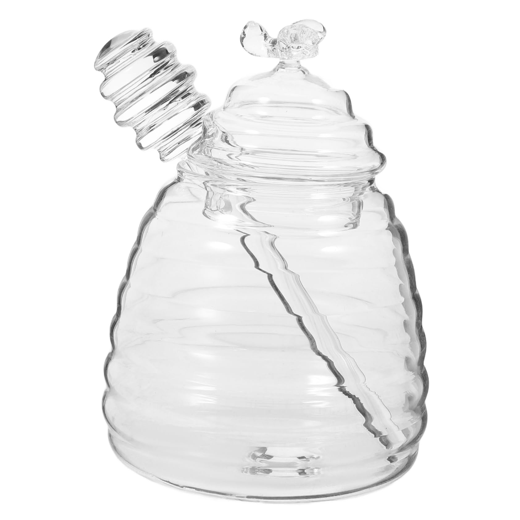 DECHOUS 1 Set Honey Pot Glass Container Honey Dish with Dippers Honey Jar with Dipper Sticks Glass Honey Jar Clear Container Honey Container with Dipper Honey Jars High re-usable
