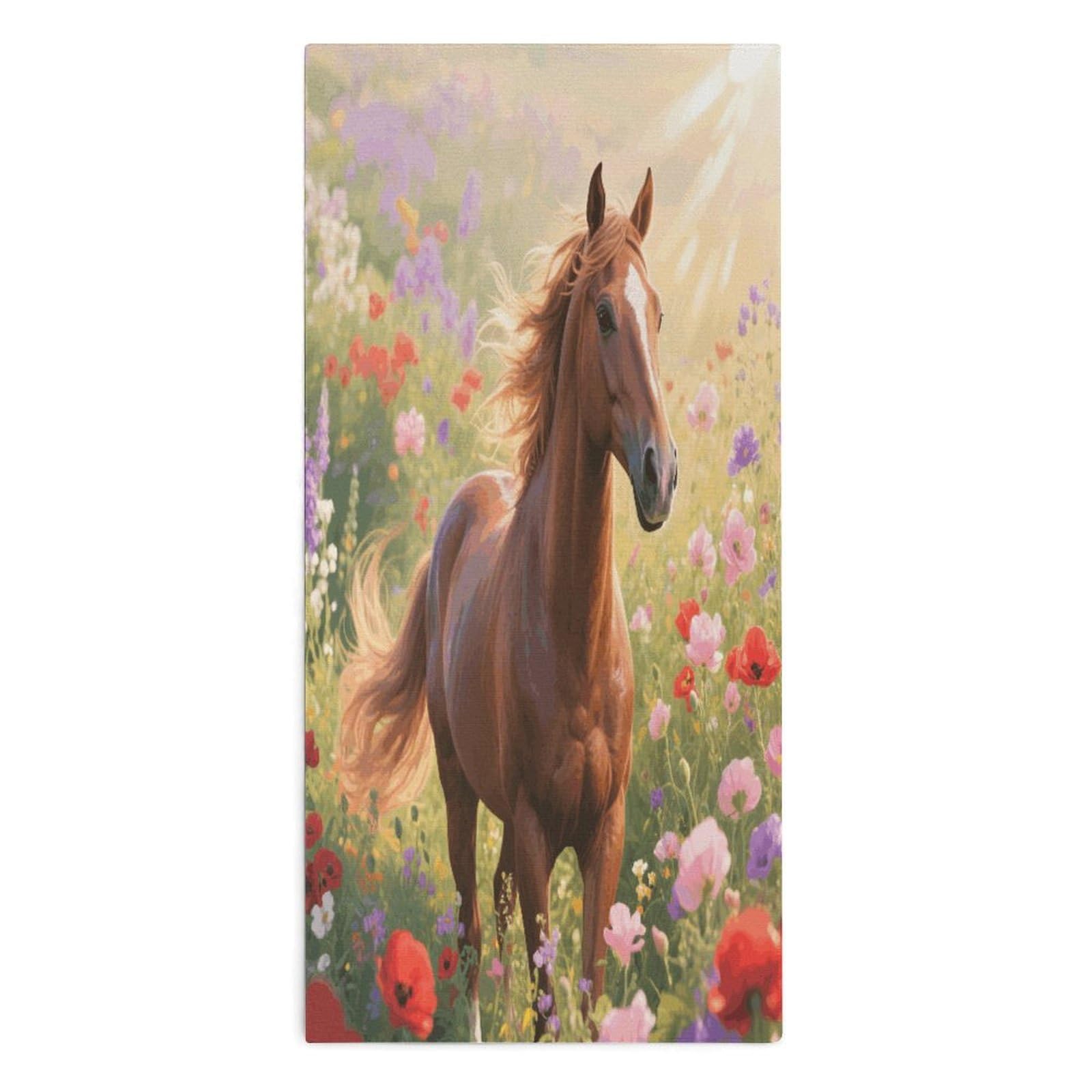 YUXBVKRS Floral Horse Hand Towels for Bathroom 14x29 Inch