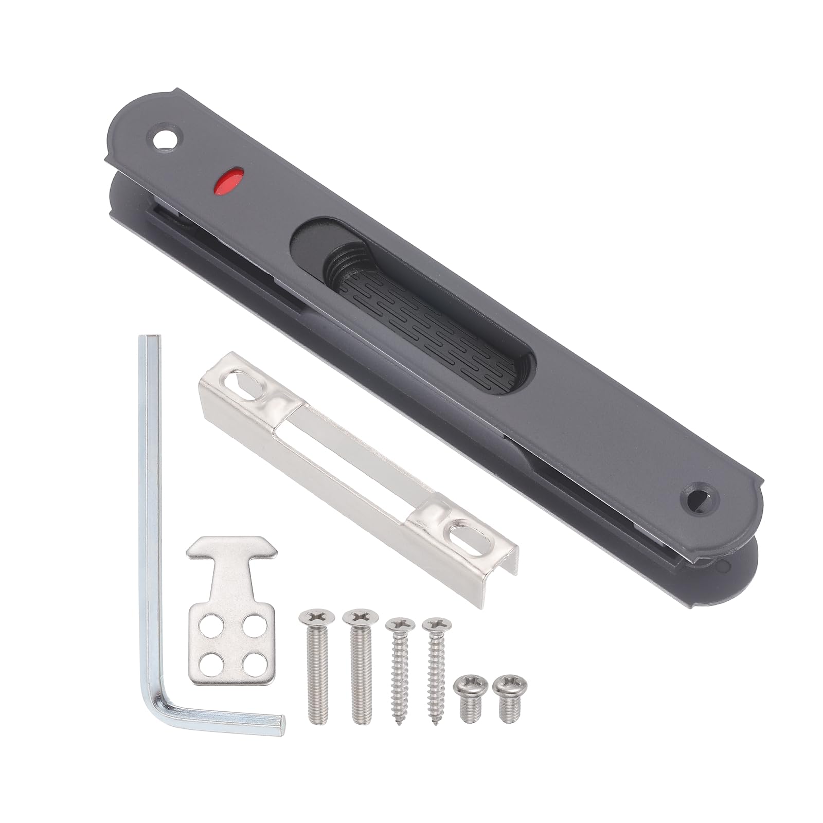 PATIKIL Sliding Door Double Sided Hook Lock (Fit 0.98"-1.1" Thick, Grey), Flush Mount Sliding Glass Door Lock, Suit for Kitchen/Bathroom/Balcony Aluminum Doors Windows