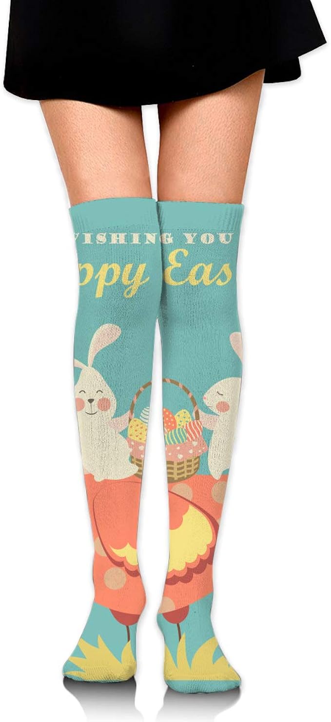 Happy Easter Egg Bunny Women Casual Comfortable Stockings