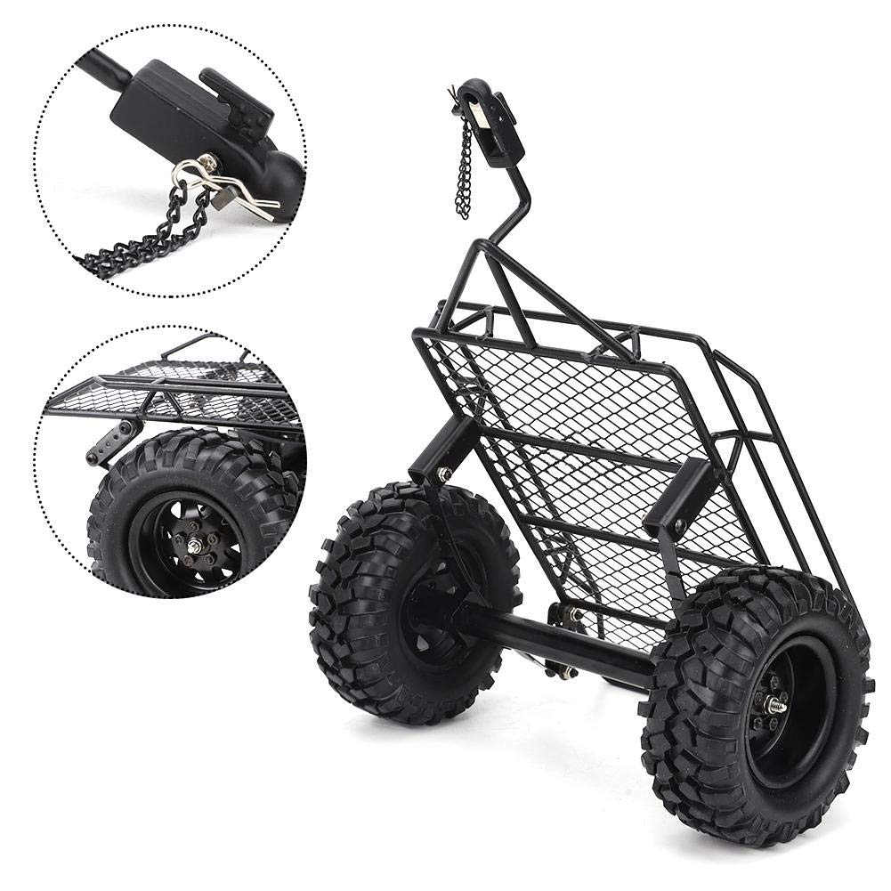 Voluxe Metal RC Trailer, Rubber + Metal Parts, 1/10 RC Car Trailer for D90 SCX10 CC01 TRX4 (Black) - Image 4